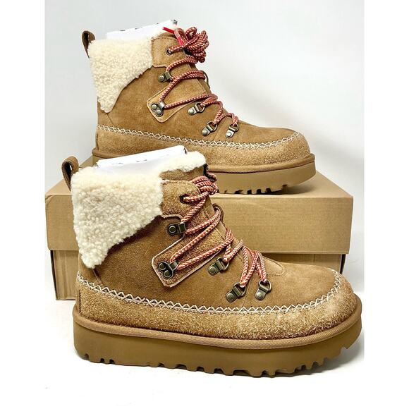 🔴SOLD UGG Classic Alpine Chestnut Lace Up Suede Sheepskin Boots Size 11 NIB - Picture 11 of 14